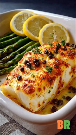 Lemon Butter Baked Cod A precise oven-baked preparation that highlights cod’s delicate, flaky texture, finished with a bright lemon-butter sauce accented by garlic and capers for controlled richness and balance. 🛒Ingredients : Nonstick spray, for the pan 2 tablespoons unsalted butter, melted 1 tablespoon fresh lemon juice, freshly squeezed 1 tablespoon fresh garlic, minced 1/2 teaspoon sea salt 1/2 teaspoon red pepper flakes 2 tablespoons capers, drained 4 cod fillets, 6 ounces each and about 1