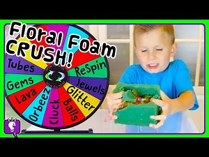 Floral FOAM WHEEL of Surprise Challenge! Crushing by HobbyKidsTV - Videos For Kids