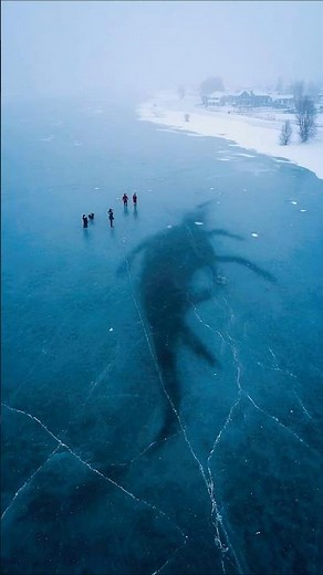 Drone Footage Reveals Massive Creature Moving Beneath Frozen Lake