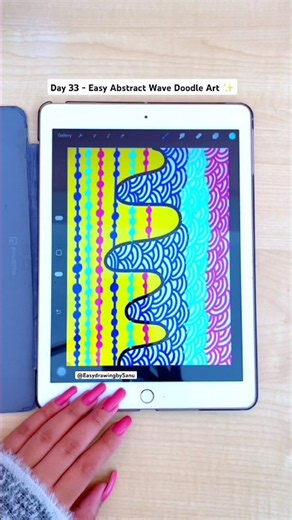 Day 33 - Easy Abstract Wave Doodle Art | Doodle Drawing Tutorial Step by Step #shorts