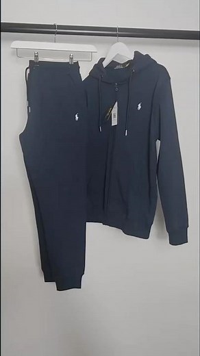 Polo Ralph Lauren Men's Navy Full-Zip Cotton Tracksuit - Size L | Designer Outlet