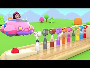 Colors for Children to Learn with 3D Bowling Game - Pinky and Panda TV