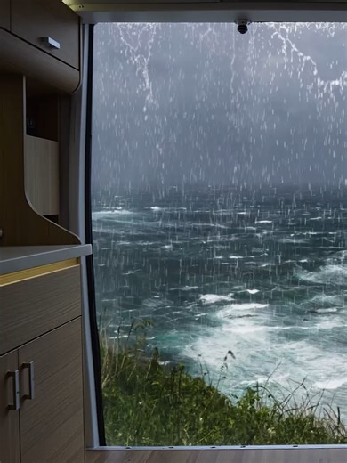 Rain Sounds for Deep Sleep in a Camping Car by the Ocean