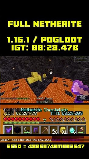 28 Seconds FULL NETHERITE Speedrun (pogloot SSG)