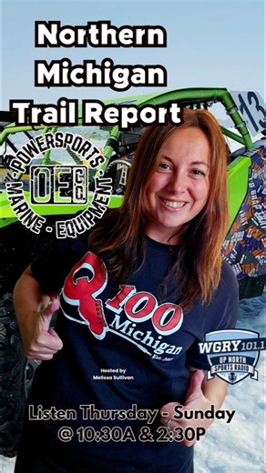 🎥 Northern Michigan Trail Report — Powered by Outdoor Equipment Co. - Northern Michigan Hey riders! Melissa Sullivan here. Trail conditions across Northern Michigan are ranging from good to excellent in the U.P., while parts of the Northern Lower Peninsula are still mixed with thin areas and icy corners. Groomers in several counties continue working hard to keep things smooth. ❄️ Be alert for active logging zones, washouts in low‑lying areas, and remember that some snowmobile trails are closed 