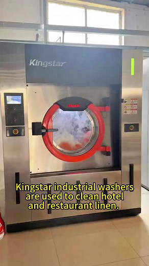 Kingstar industrial washers are used to clean hotel and restaurant linen. They can work with customized washing programs and specific detergents to effectively remove heavy grease and stains. #Kingstar #washer #washingmachine #linen #linen #program #stains #stainremoval #laundry