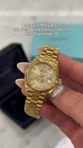 You won't find this ✨ RARE ✨ Rolex x Tiffany & Co. Vintage Oyster Perpetual Lady-Datejust Watch anywhere... This Swiss-made beauty was first purchased in the 80's, this one-of-a-kind 18k gold vintage watch is a collaboration between Rolex and Tiffany & Co. We love the natural diamond details... 💎 ❌ Not available for sale at the moment — this watch is part of our founder's personal collection. 👛 follow @thepurseaffair for more authenticated designer luxury handbags & accessories! www.thepurseaf