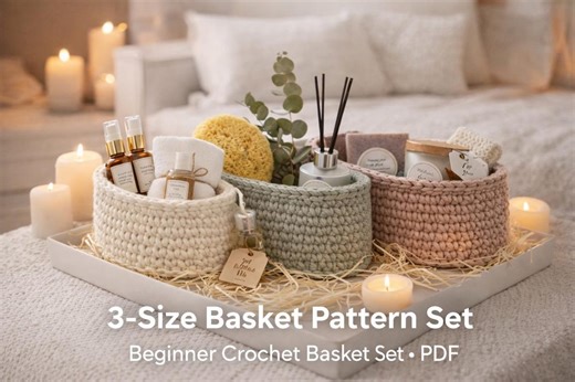 Modern Spa Oval Crochet Basket Pattern Set, 3 Sizes, Beginner Friendly Storage Baskets, Bathroom & Home Decor PDF - Etsy