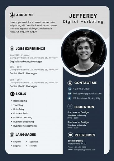 Blue and White Simple Curriculum Vitae Resume #procvdesigner