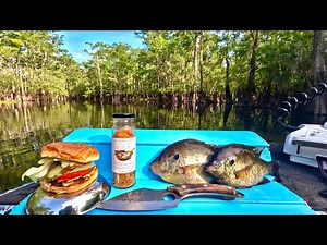 Fish Burger FEAST in the Swamp! Shell Cracker Catch Clean Cook