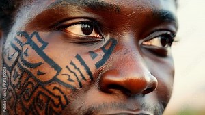 Portrait of a young man with traditional scarification marks on his face, highlighting the cultural significance of body art