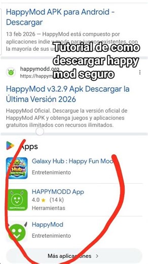 un tutorial de como descargar happy mod :3 ✅️🫶