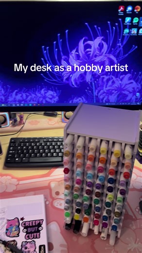 Art space tour - not everyone can have an entire room here’s my side of the study! #artroomtour #roomtour #tour #arttok #artist