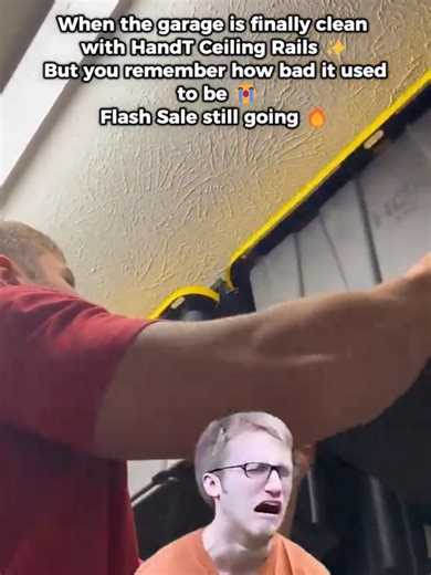 When the garage is finally clean with HandT Ceiling Rails ✨ But you remember how bad it used to be 😭 Flash Sale still going 🔥#HandT#CeilingRails#GarageOrganization#StorageHack#WorkSmarter#HomeImprovement