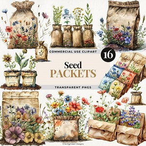 Seed Packet Clipart, Vintage Seed Packets, Flower Seed Packets, Garden Junk Journal, Wildflower Seed Packs, Vintage Garden Botanical Clipart - Etsy