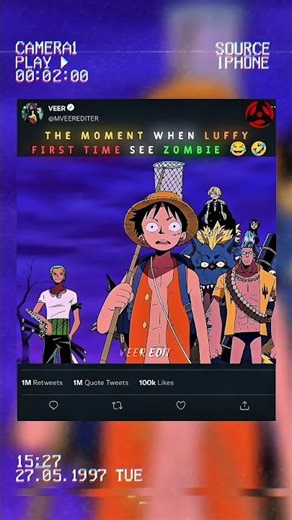 When Luffy first time see Zombie 😂🤣 #onepiece