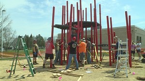 'All hands on deck' | Volunteers spend weekend installing new playground at Neil Armstrong Elementary School