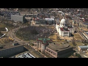 Chopper footage of 'Hands Off!' rally at MN State Capitol [RAW]