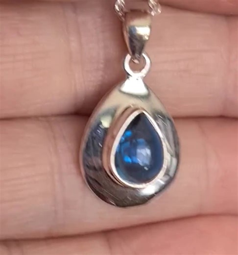 Vibrant and Unusual Sterling Silver and Cabochon Swiss Blue Topaz Pendant or Necklace - Etsy UK