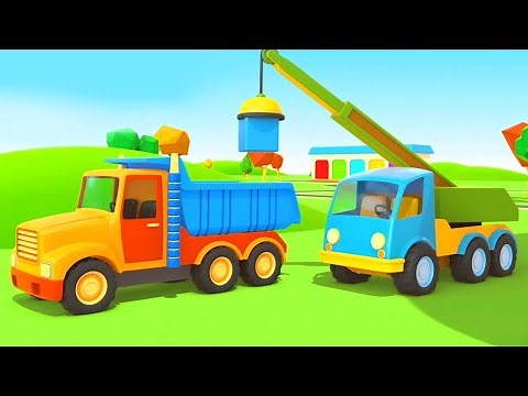 Helper Cars & the track for kids. Kids' cartoon with trucks.