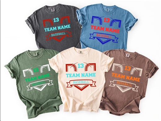 Personalized Team Shirt, Custom Baseball Mascot Tee, Baseball Player Name and Number, Team Name Shirt, Comfort Colors© - Etsy