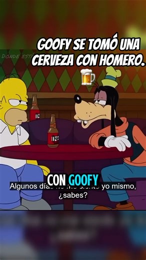 Goofy se tomó una cerveza con Homero. 🍺#LosSimpsons #Goofy #Crossover #Springfield
