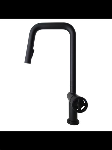 MKF1871MB Spot Free Matte Black Pull Down Kitchen Faucet. Brass Body, Brass 2-Function Sprayer, Knurled Accents. cUPC NSF Lead-Free certified IAPMO. Mirozza™ is a Trademark of Aqua Sinks, INC. Located in Chicago. | Mirozza.com Quality Faucets