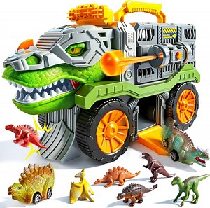 VROOMIX Dinosaur Truck Toys for Kids 3-5,Dinosaur Truck with 6 Dinosaur Figure, Best Christmas and Birthday Gifts Toys for 3 4 5 Year Old Boy, Transport Carrier Truck for Toddlers 3-5Years