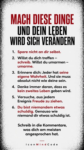 Wenn du DIESE 6 Dinge tust, wird dein Leben nie wieder gleich sein! 🛑✨ #selbstliebe #freiheit