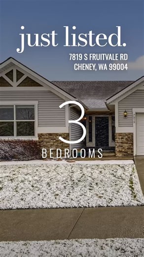 📍7819 S Fruitvale Rd Lovely home on the Plains Golf Course in Cheney! Cathedral ceilings, open floor plan, large kitchen island, & beautiful fireplace. Full master ensuite includes double sinks, garden tub, & large walk in closet. 3 car garage, fenced backyard with sprinkler system, & oversized patio for relaxing & admiring your beautiful golf course views! | Windermere North Spokane