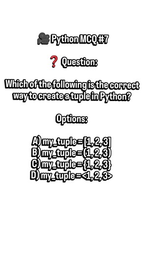 Python MCQ #7 | Tuples in Python #shorts#python#pythonmcq#coding#learnpython#shorts#programming