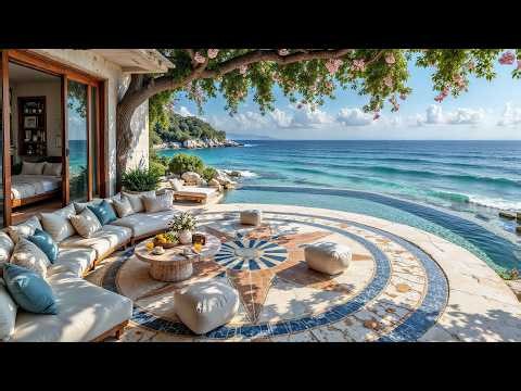 Tropical Oceanfront Lounge with Morning Coffee | Smooth Jazz for Work, Study & Peaceful Focus 🌴☕