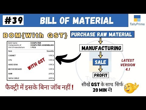 #39 Tally Prime: Bill of Materials with GST in Tally Prime | Product Manufacturing process with GST