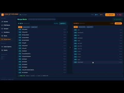 Korg Set Explorer - Set Merge Mode