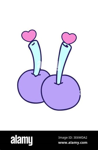 spinning hearts animation of hand drawn quirky cartoon cherries Stock Video Footage - Alamy