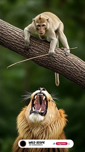 Wild Tease | Monkey vs Lion Showdown 🔥 #Shorts #Wildlife #WildlifePhotography #AnimalKingdom #Monkey