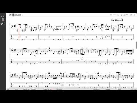 Daft Punk - Get Lucky (BASS TAB PLAY ALONG)