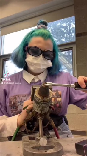 First attempt of crystal encasing #flame #flameworking #glass #glassblowing #glassart #glasstok #crystals #oddities