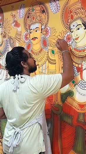 😍 Meenatchi Thirukalyanam Kerala Mural: A step-by-step tutorial 😲