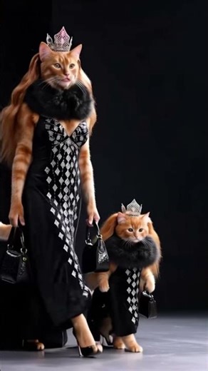 AI Generated Cute Cats Fashion Walk | Luxury Gowns & Royal Styles 🐱👗