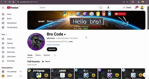 11. Bro code:Learn coding from scratch with Bro Code’s simple, direct tutorials. Each video is packed with useful information, covering entire languages in just one sitting.https://t.co/Ms6Wbr9ImR