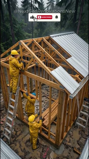 They Built a Luxury Survival Cabin in the Middle of a Rainstorm 🌧🏡 #shorts