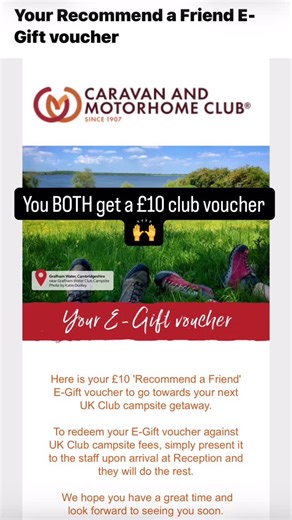 Wherethepughsgo on Instagram: "Do you know someone thinking about joining the Caravan & Motorhome Club? 👀 If they use your membership number when they sign up, you BOTH get a £10 club gift voucher to use on a club site booking 🙌 How it works: • Give them your membership number • They enter it when joining • A few days later, the £10 e-vouchers land 🎉 • When booking a club site, pay deposit only • Untick auto payment collection • Show the voucher and pay the balance on arrival Easy little savi