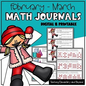 Digital Kindergarten Math Journal Prompts for February & March (GOOGLE Slides™)