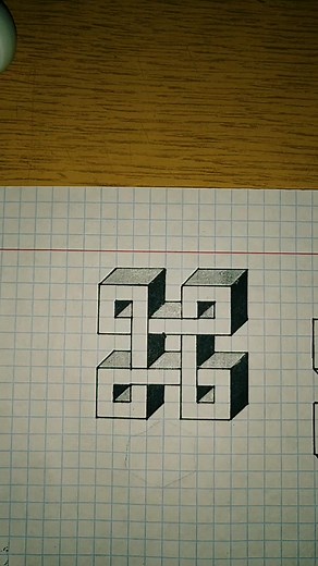 Объёмная иллюзия в рисунках по клеточкам
