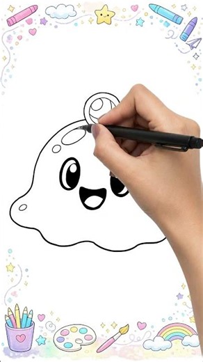 How to Draw a Cute Bubble Slime 💙🫧 Easy Drawing & Coloring for Kids