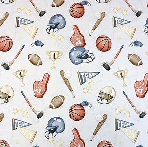 Sports Cotton Fabric: Basketball, Football, Baseball Print - Etsy