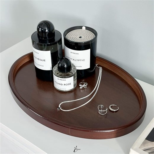 Oval Wooden Tray,perfume, Jewelry, or Candle Display,minimalist Home Decor, Coffee Table Decor, Vanity Organizer, Housewarming Gift - Etsy