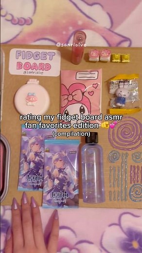 rating my fidget board asmr 🫵💕#diy#fidget#fidgetboard#asmr#kawaii#craft#kpop#genshinimpact#fyp