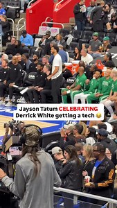 Jayson Tatum celebrating Derrick White receiving a tech 😂 - CLNS ⚡️by @prizepicks #celtics #nba #jaysontatum | CLNS Media Network